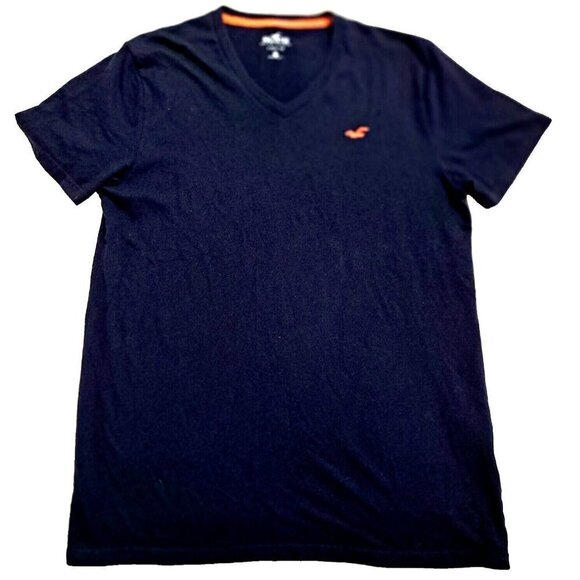 HOLLISTER Men's M V-Neck Short Sleeve Navy Blue Pullover T-Shirt - Picture 1 of 5